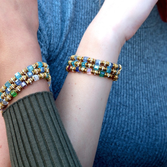 3 Sets of Crystal Multicolor Glass Cube Bracelet - Picture 4 of 6